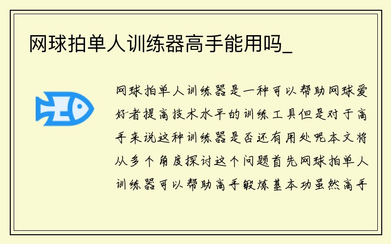 网球拍单人训练器高手能用吗_