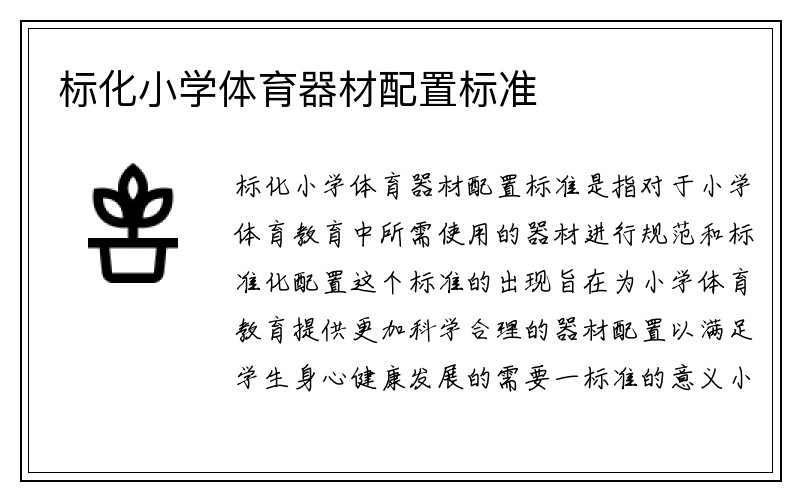 标化小学体育器材配置标准