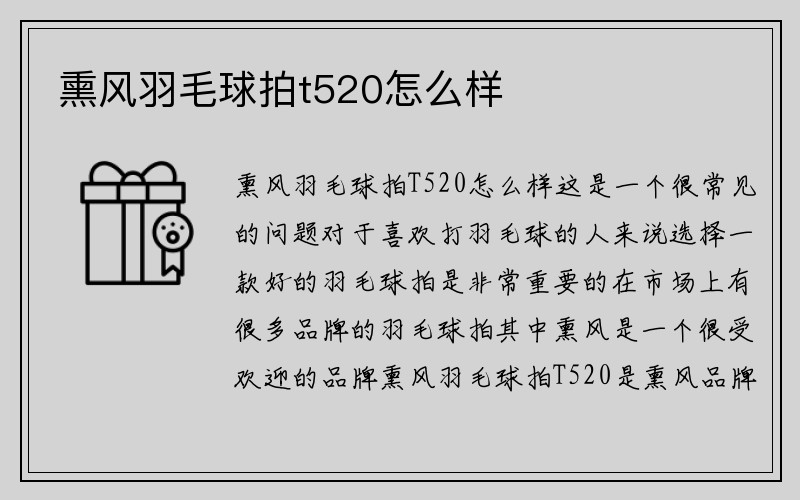 熏风羽毛球拍t520怎么样